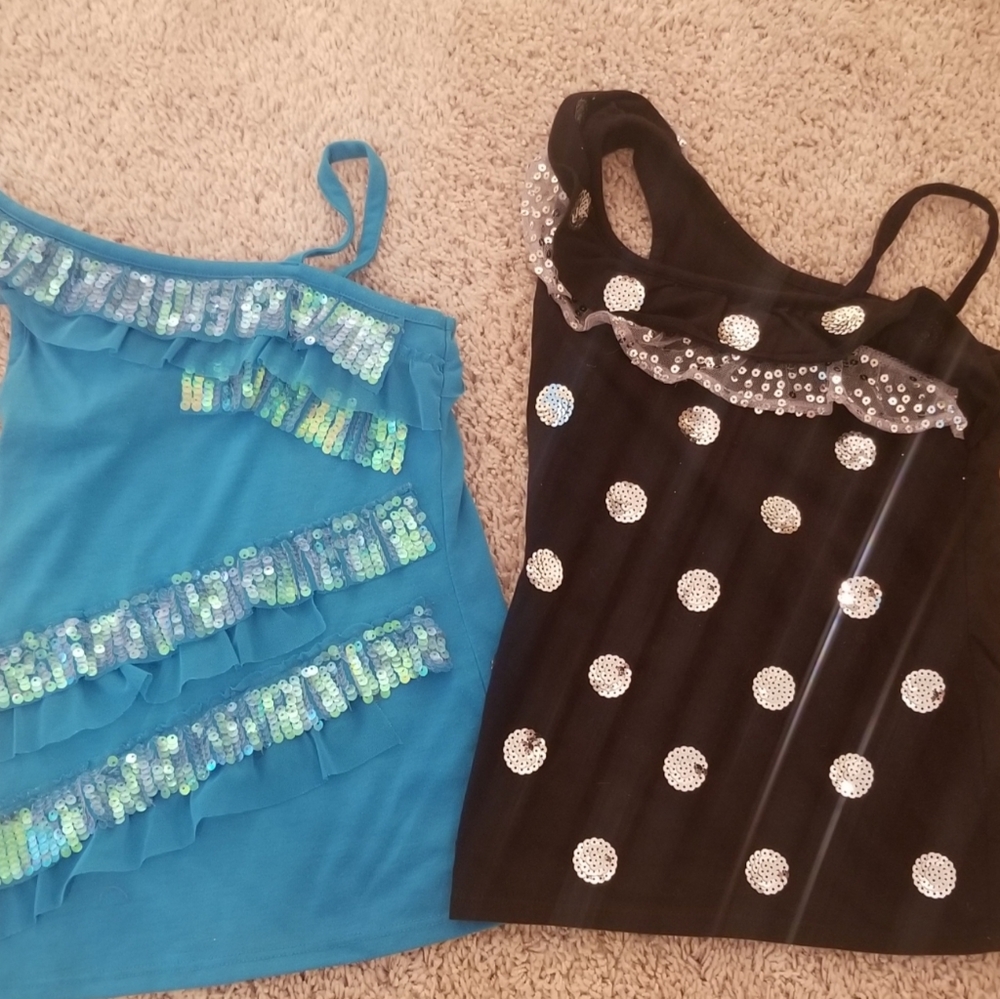 Two vintage- style girls' tank tops Justice Size 8